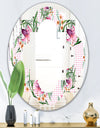 Floral Botanical Retro X - Modern Round or Oval Wall Mirror - Quatrefoil
