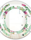 Floral Botanical Retro IX - Modern Round or Oval Wall Mirror - Space