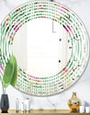 Floral Botanical Retro IX - Modern Round or Oval Wall Mirror - Wave