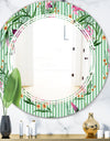 Floral Botanical Retro IX - Modern Round or Oval Wall Mirror - Triple C