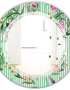 Floral Botanical Retro IX - Modern Round or Oval Wall Mirror - Triple C