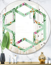 Floral Botanical Retro IX - Modern Round or Oval Wall Mirror - Hexagon Star