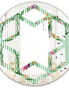 Floral Botanical Retro IX - Modern Round or Oval Wall Mirror - Hexagon Star