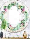 Floral Botanical Retro IX - Modern Round or Oval Wall Mirror - Quatrefoil