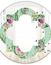 Floral Botanical Retro IX - Modern Round or Oval Wall Mirror - Quatrefoil