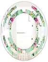 Floral Botanical Retro IX - Modern Round or Oval Wall Mirror - Space