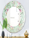 Floral Botanical Retro IX - Modern Round or Oval Wall Mirror - Wave