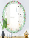 Floral Botanical Retro IX - Modern Round or Oval Wall Mirror - Triple C