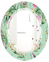 Floral Botanical Retro IX - Modern Round or Oval Wall Mirror - Triple C