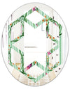 Floral Botanical Retro IX - Modern Round or Oval Wall Mirror - Hexagon Star