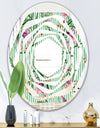 Floral Botanical Retro IX - Modern Round or Oval Wall Mirror - Whirl