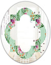Floral Botanical Retro IX - Modern Round or Oval Wall Mirror - Quatrefoil