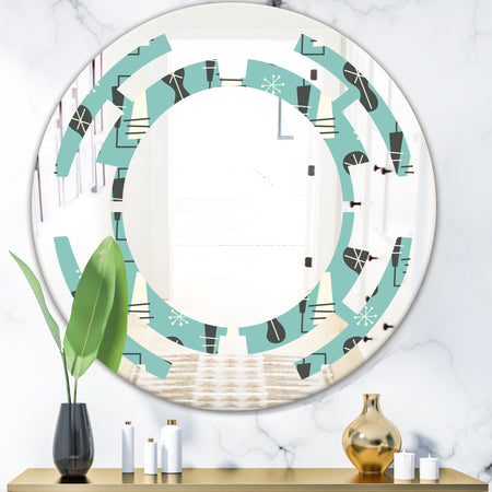 1950 Retro Pattern II - Modern Round or Oval Wall Mirror - Space