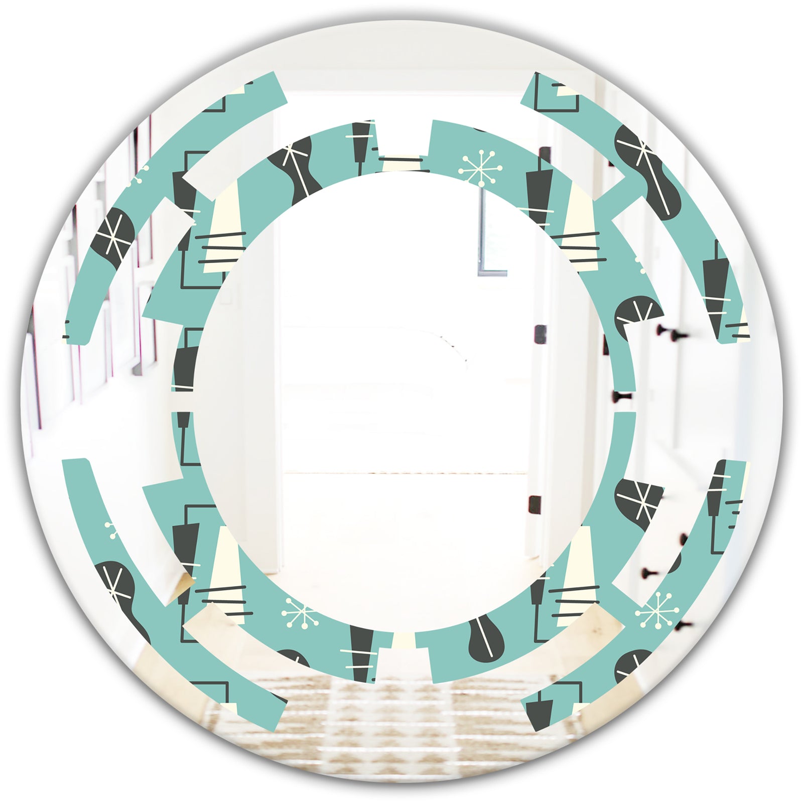 1950 Retro Pattern II - Modern Round or Oval Wall Mirror - Space