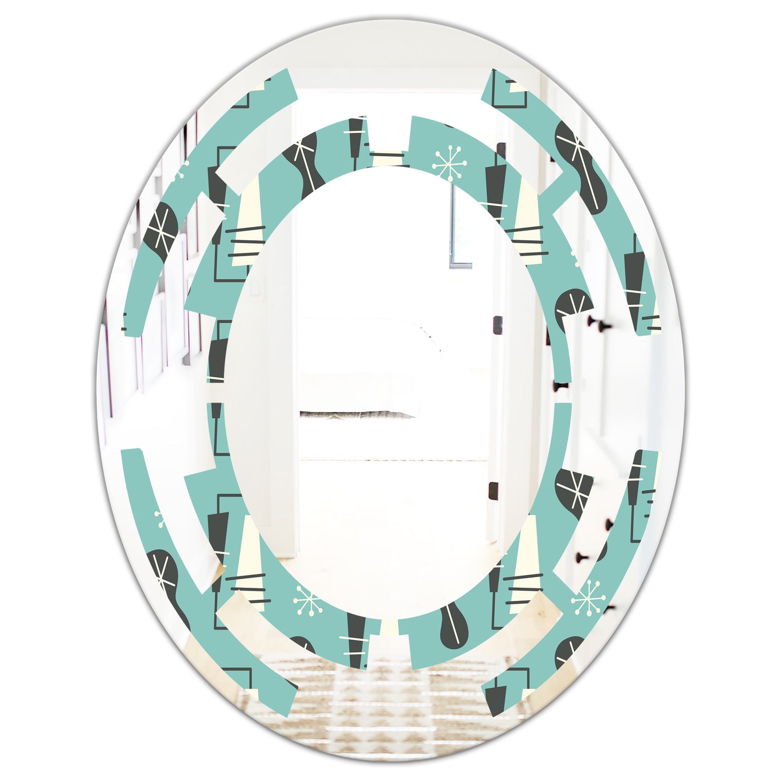1950 Retro Pattern II - Modern Round or Oval Wall Mirror - Space