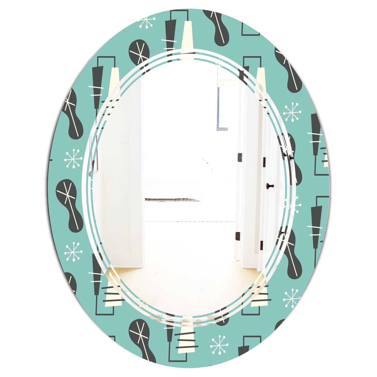 1950 Retro Pattern II - Modern Round or Oval Wall Mirror - Triple C