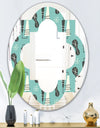1950 Retro Pattern II - Modern Round or Oval Wall Mirror - Quatrefoil