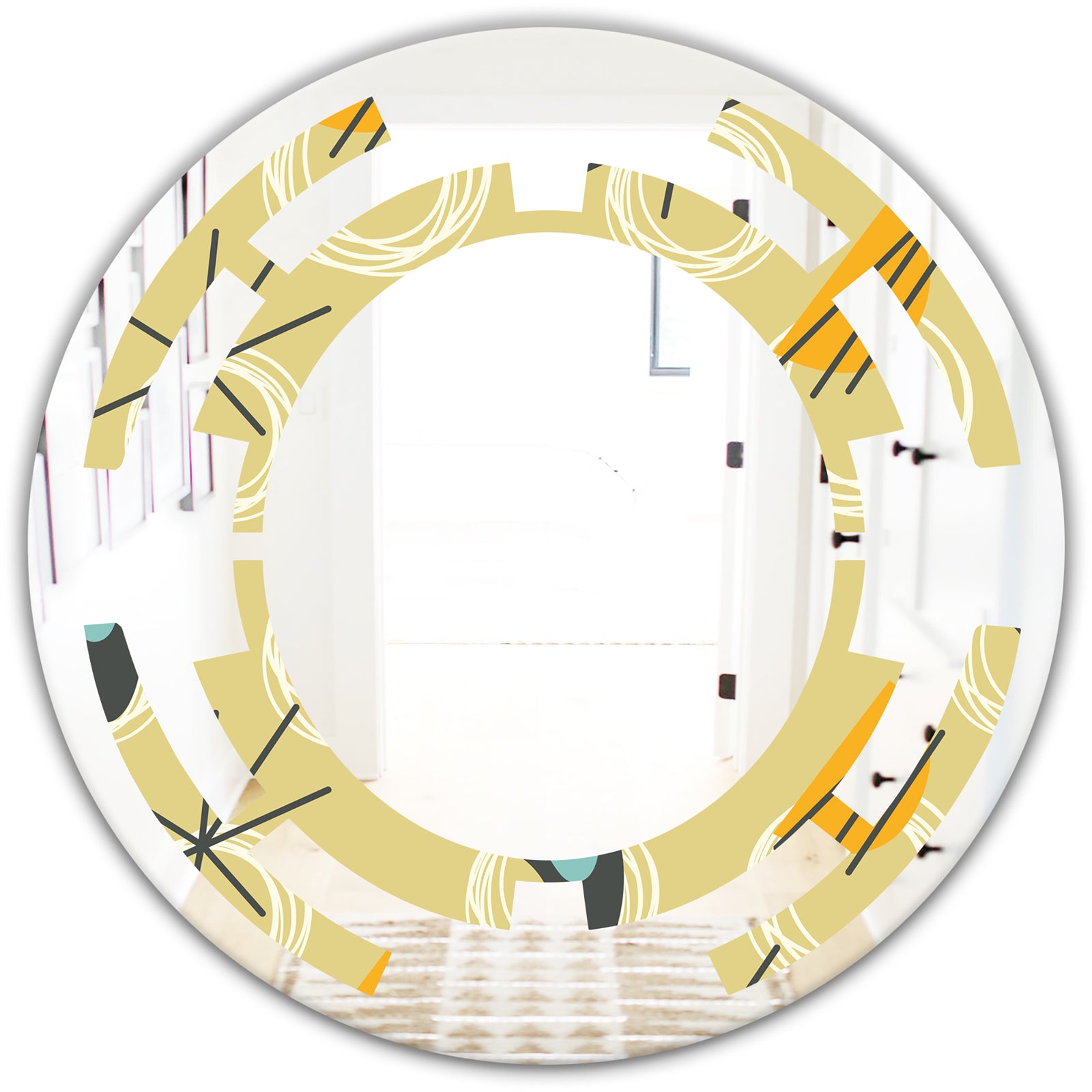 Retro Abstract Design II - Modern Round or Oval Wall Mirror - Space