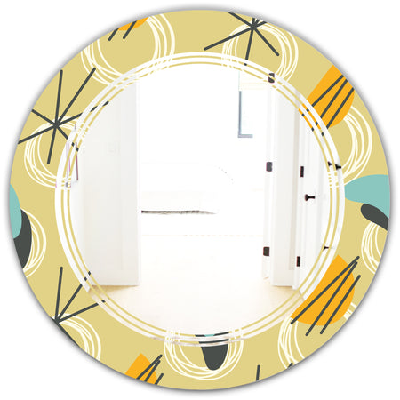 Retro Abstract Design II - Modern Round or Oval Wall Mirror - Triple C