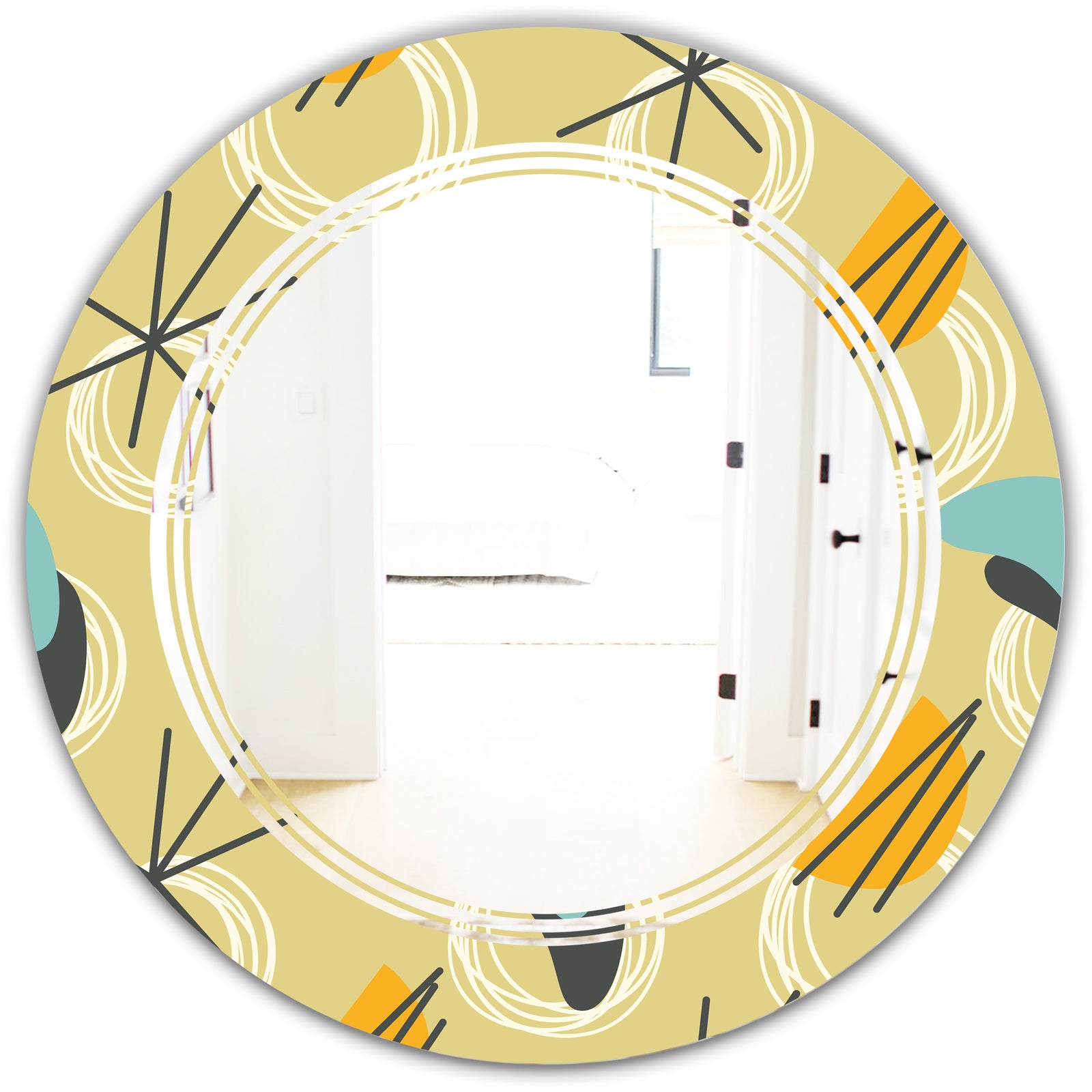 Retro Abstract Design II - Modern Round or Oval Wall Mirror - Triple C
