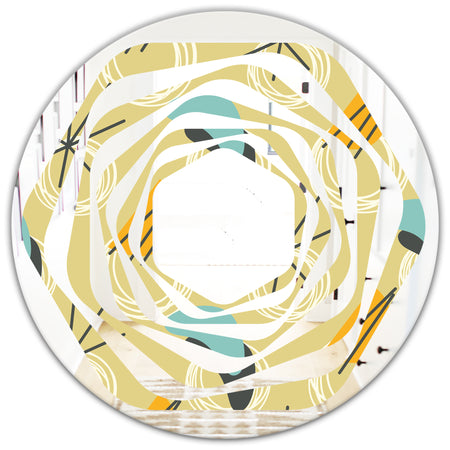 Retro Abstract Design II - Modern Round or Oval Wall Mirror - Whirl