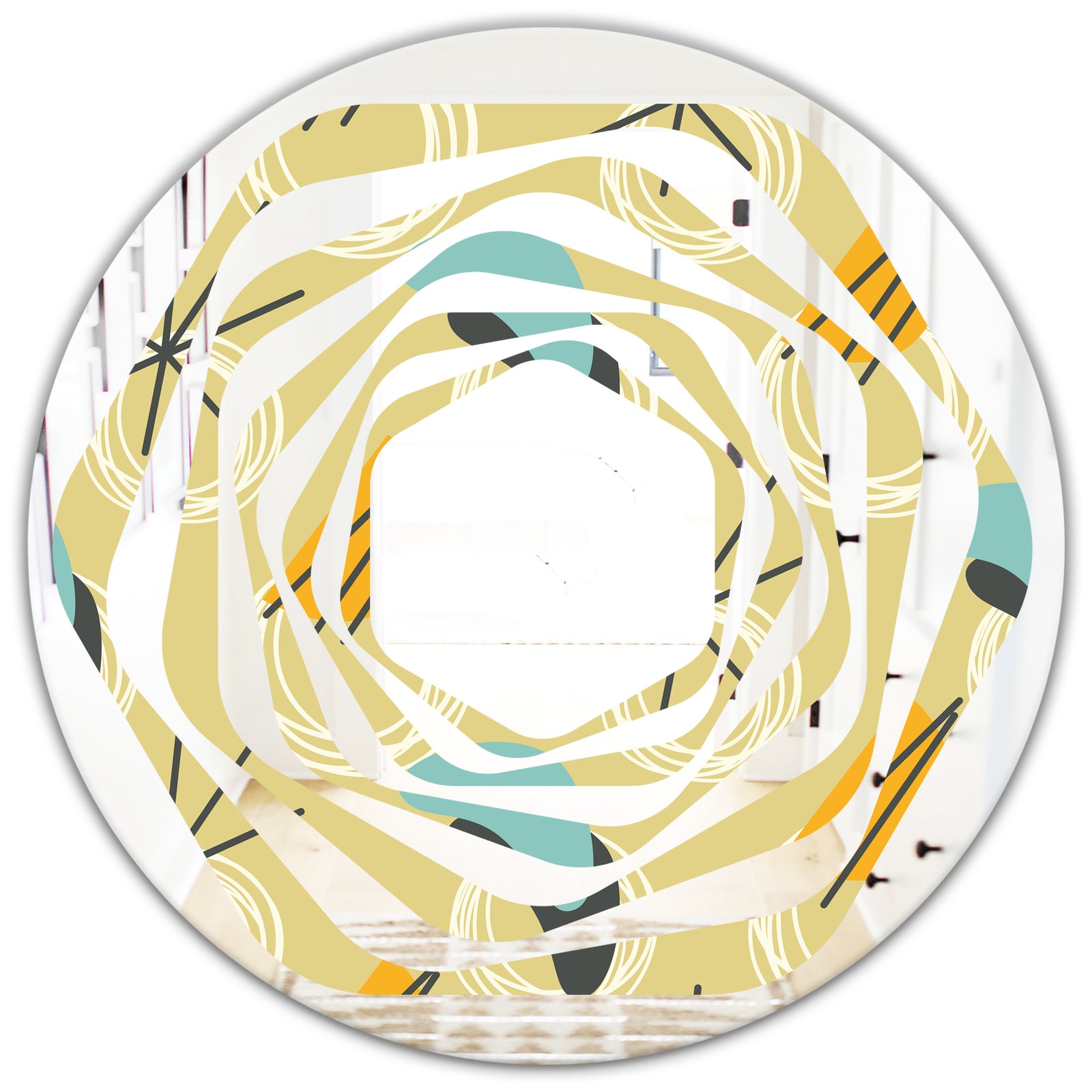Retro Abstract Design II - Modern Round or Oval Wall Mirror - Whirl