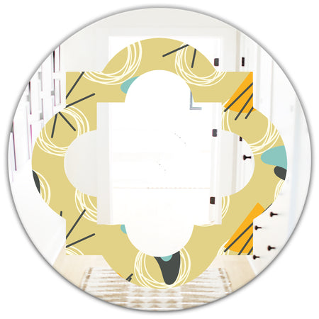 Retro Abstract Design II - Modern Round or Oval Wall Mirror - Quatrefoil