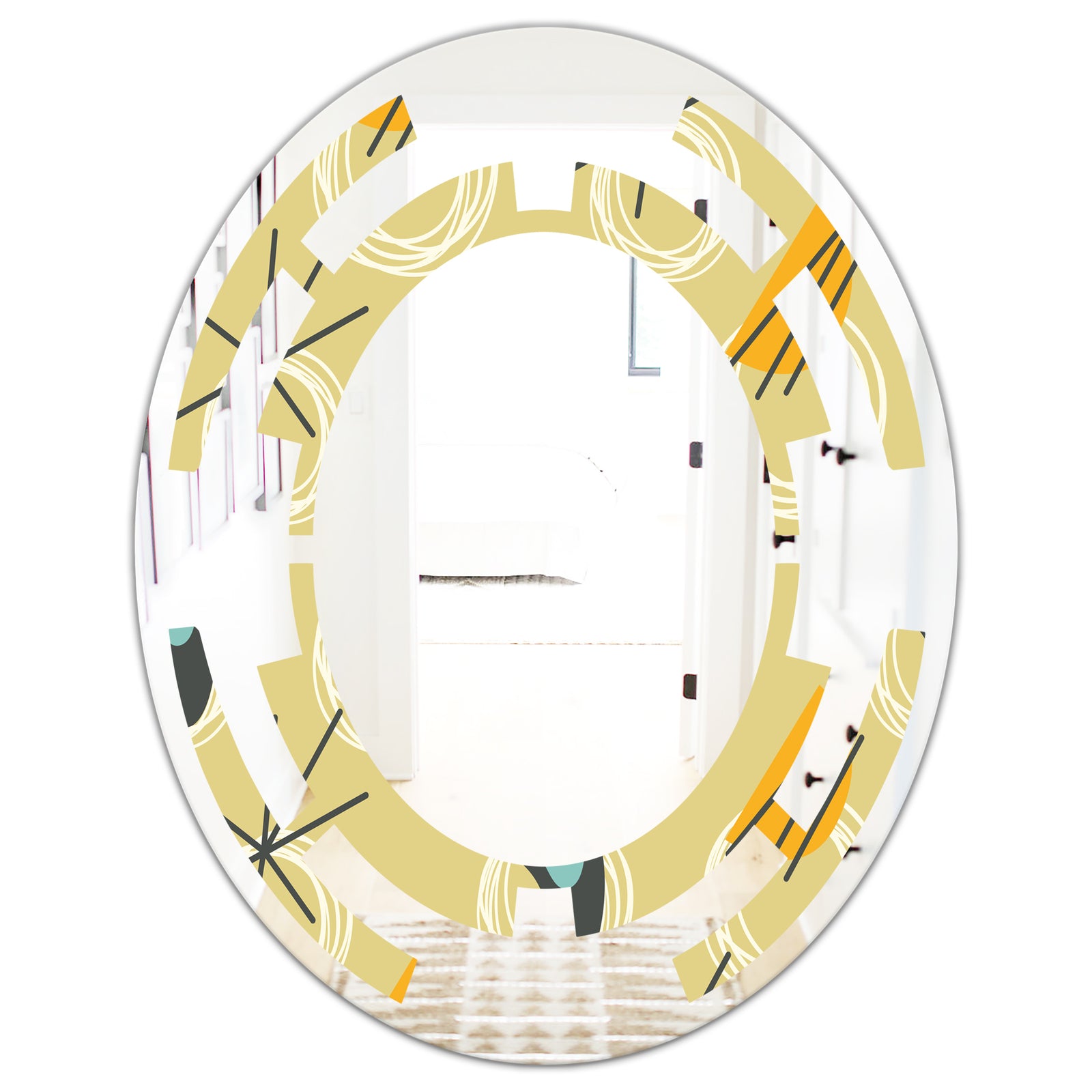 Retro Abstract Design II - Modern Round or Oval Wall Mirror - Space