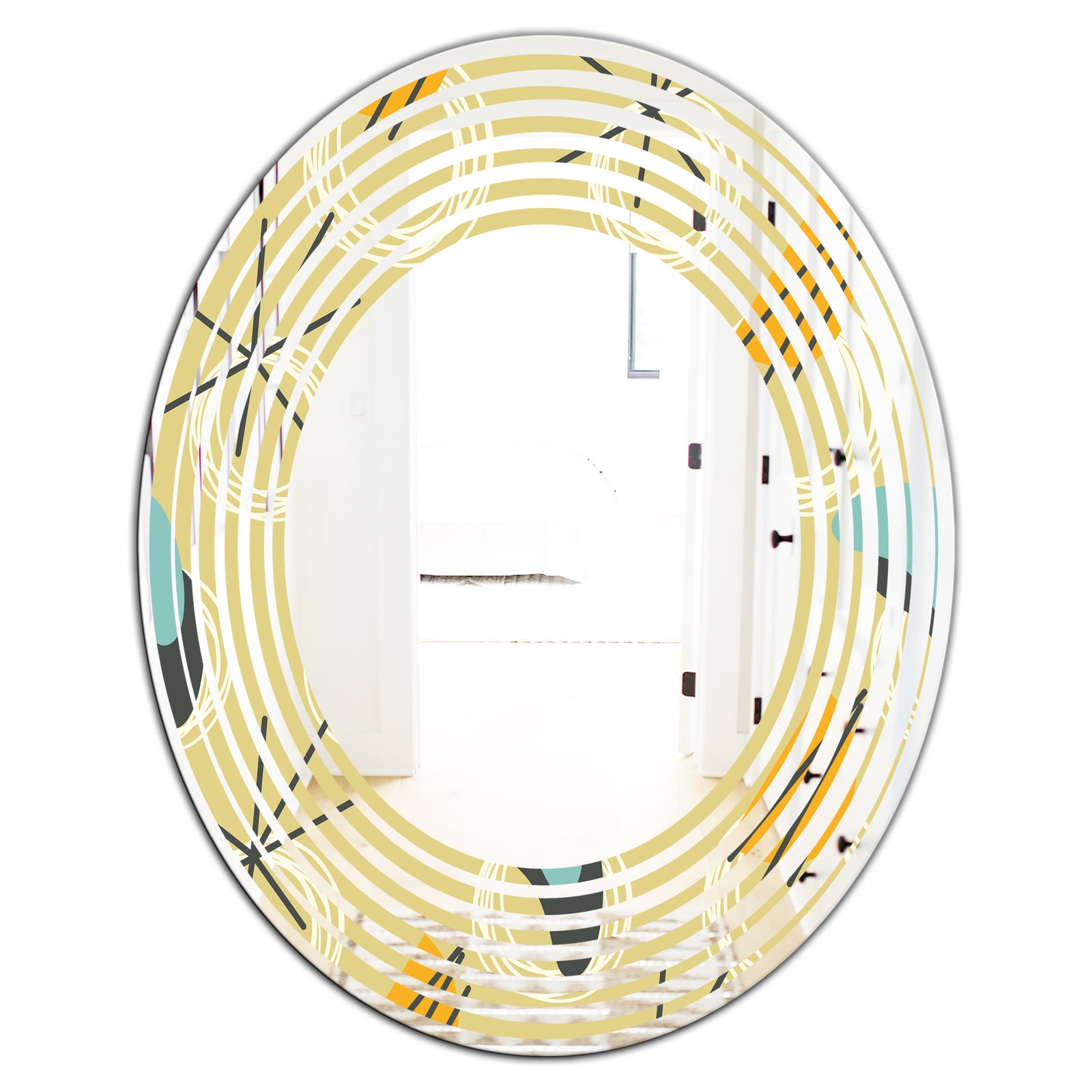 Retro Abstract Design II - Modern Round or Oval Wall Mirror - Wave