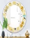 Retro Abstract Design II - Modern Round or Oval Wall Mirror - Leaves