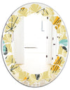 Retro Abstract Design II - Modern Round or Oval Wall Mirror - Leaves
