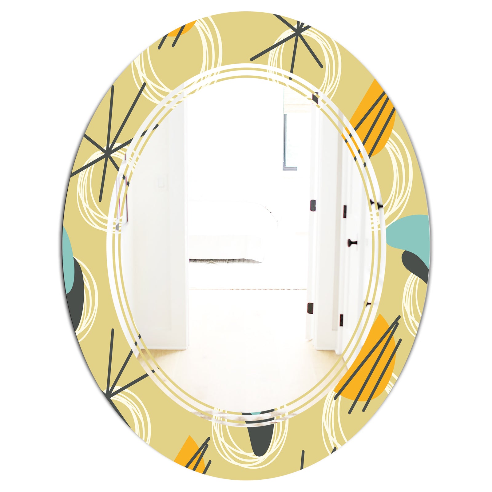 Retro Abstract Design II - Modern Round or Oval Wall Mirror - Triple C