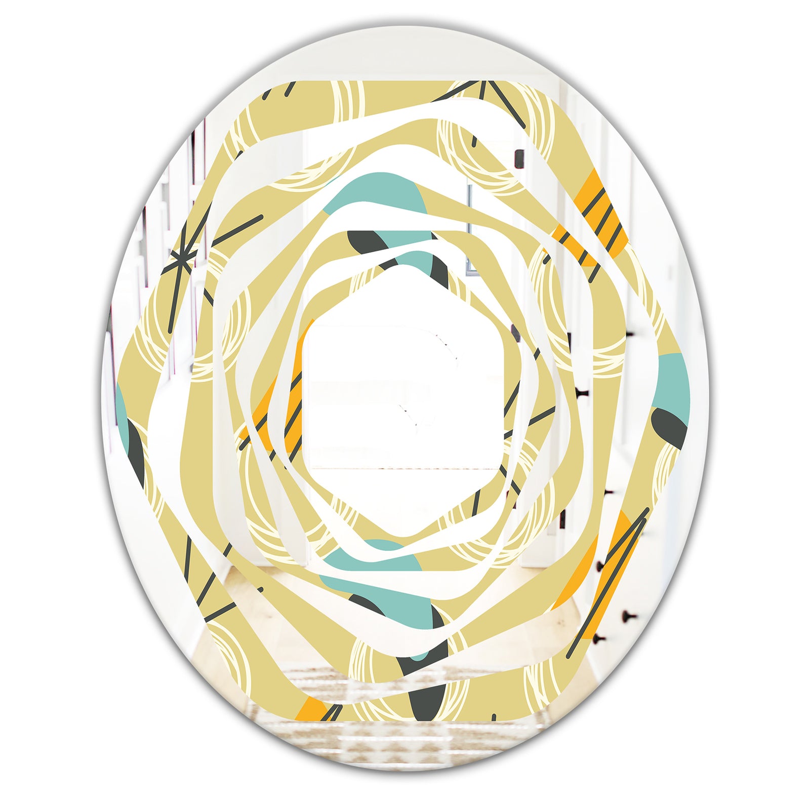 Retro Abstract Design II - Modern Round or Oval Wall Mirror - Whirl