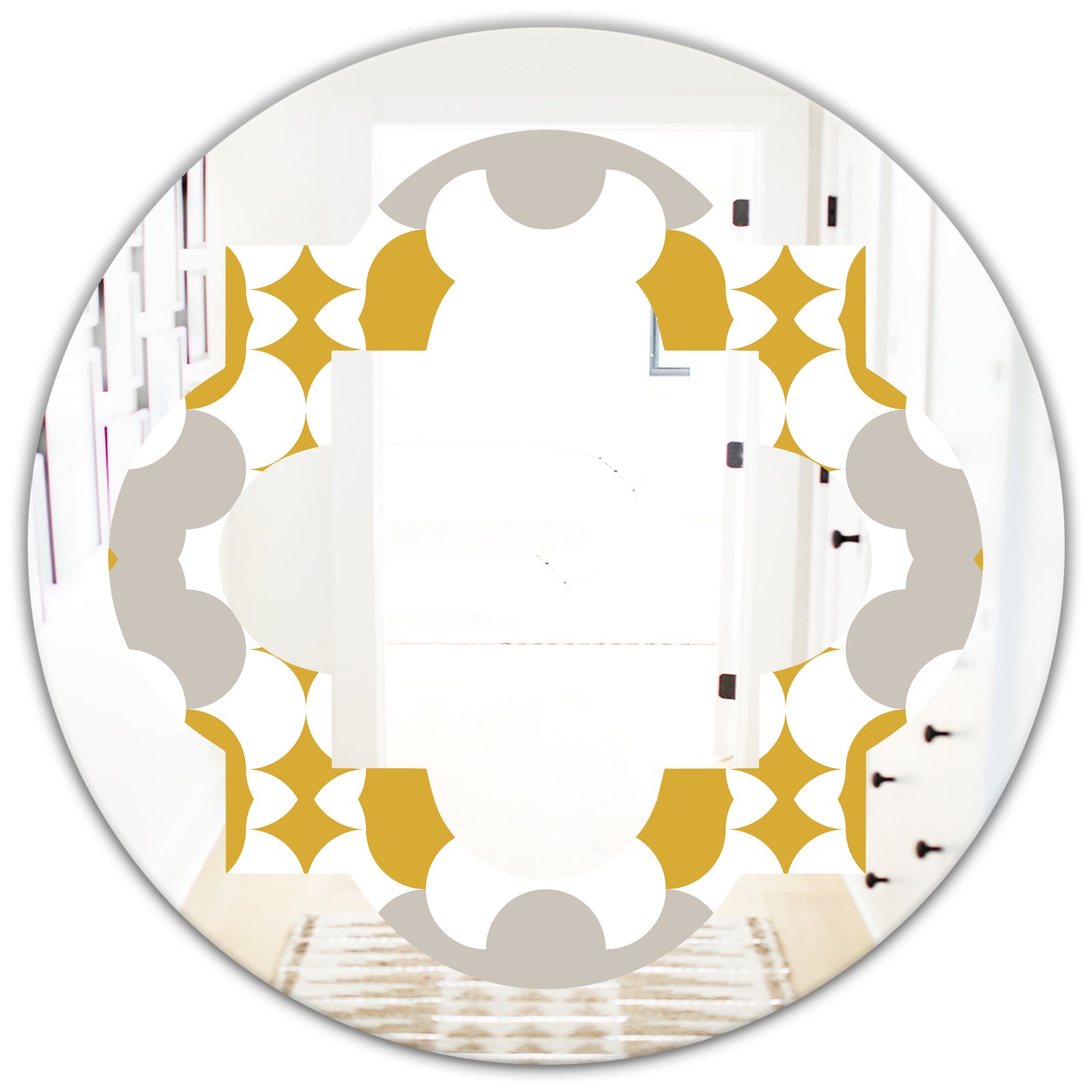 Retro Abstract Design XVIII - Modern Round or Oval Wall Mirror - Quatrefoil