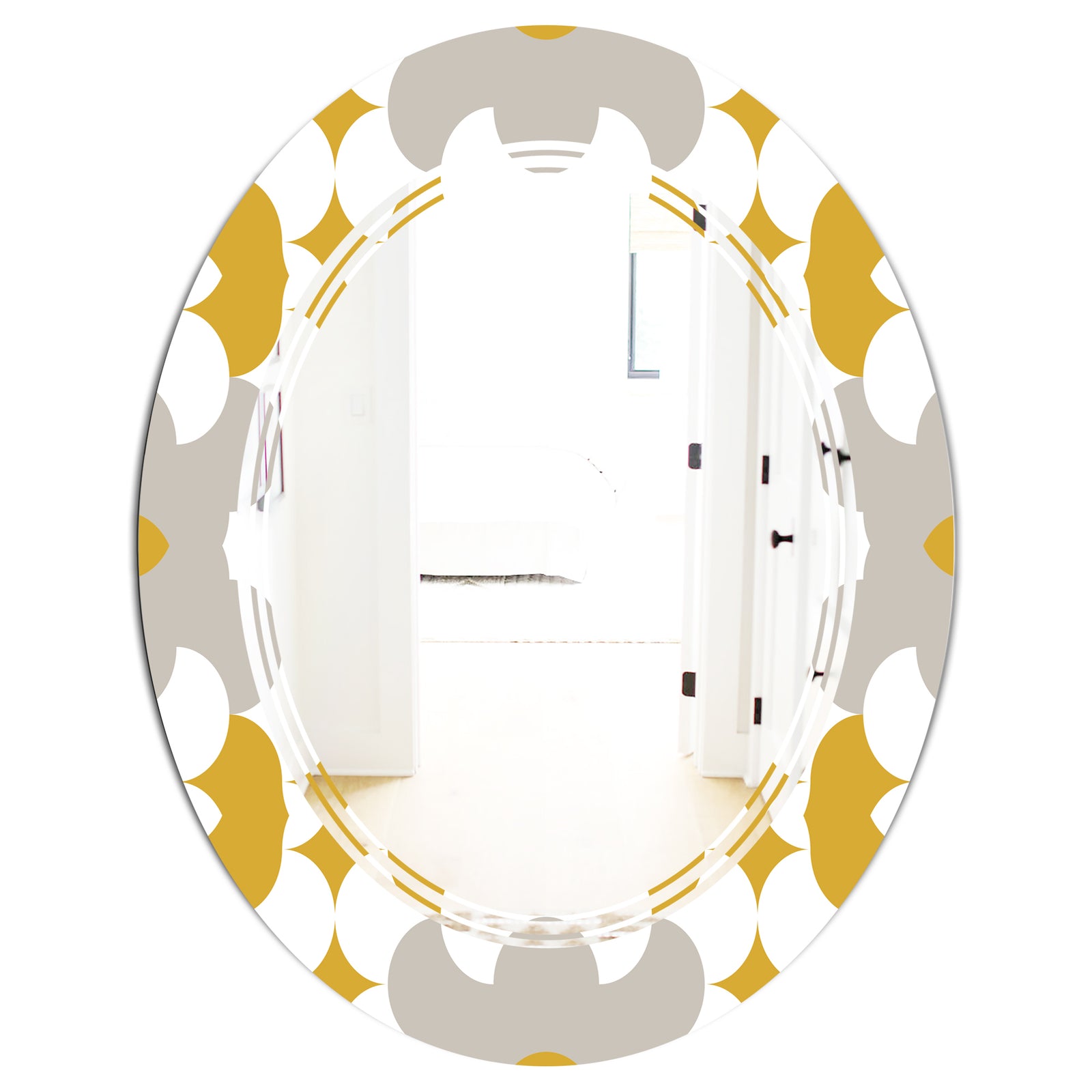 Retro Abstract Design XVIII - Modern Round or Oval Wall Mirror - Triple C