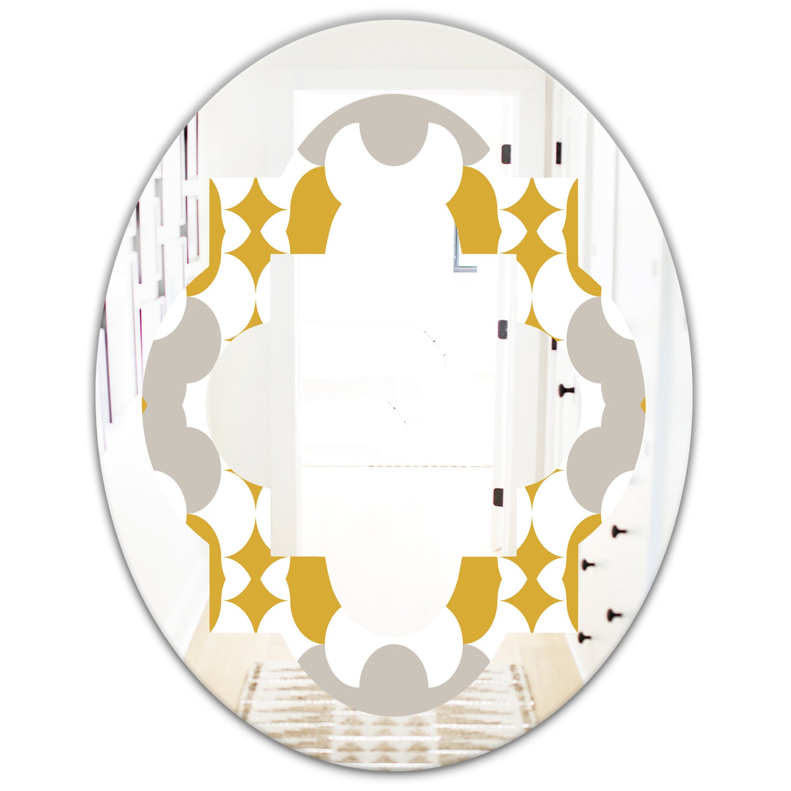 Retro Abstract Design XVIII - Modern Round or Oval Wall Mirror - Quatrefoil