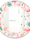Tropical Botanicals, Flowers and Flamingo II - Modern Round or Oval Wall Mirror - Triple C