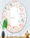 Tropical Botanicals, Flowers and Flamingo II - Modern Round or Oval Wall Mirror - Wave