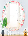 Tropical Botanicals, Flowers and Flamingo II - Modern Round or Oval Wall Mirror - Triple C