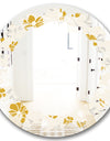 Retro Handdrawn Poppies III - Cottage Round or Oval Wall Mirror - Leaves
