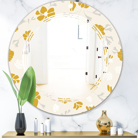 Retro Handdrawn Poppies III - Cottage Round or Oval Wall Mirror - Triple C
