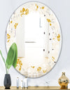 Retro Handdrawn Poppies III - Cottage Round or Oval Wall Mirror - Leaves