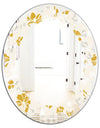 Retro Handdrawn Poppies III - Cottage Round or Oval Wall Mirror - Leaves