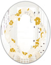 Retro Handdrawn Poppies III - Cottage Round or Oval Wall Mirror - Quatrefoil