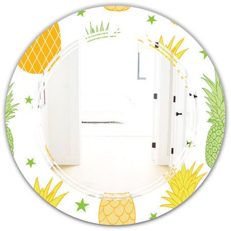 Pineapple Summer Bliss II - Modern Round or Oval Wall Mirror - Triple C