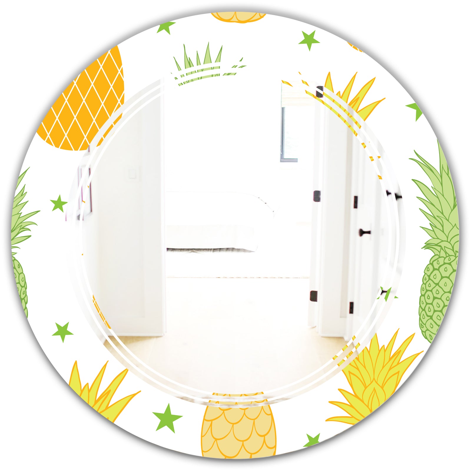 Pineapple Summer Bliss II - Modern Round or Oval Wall Mirror - Triple C