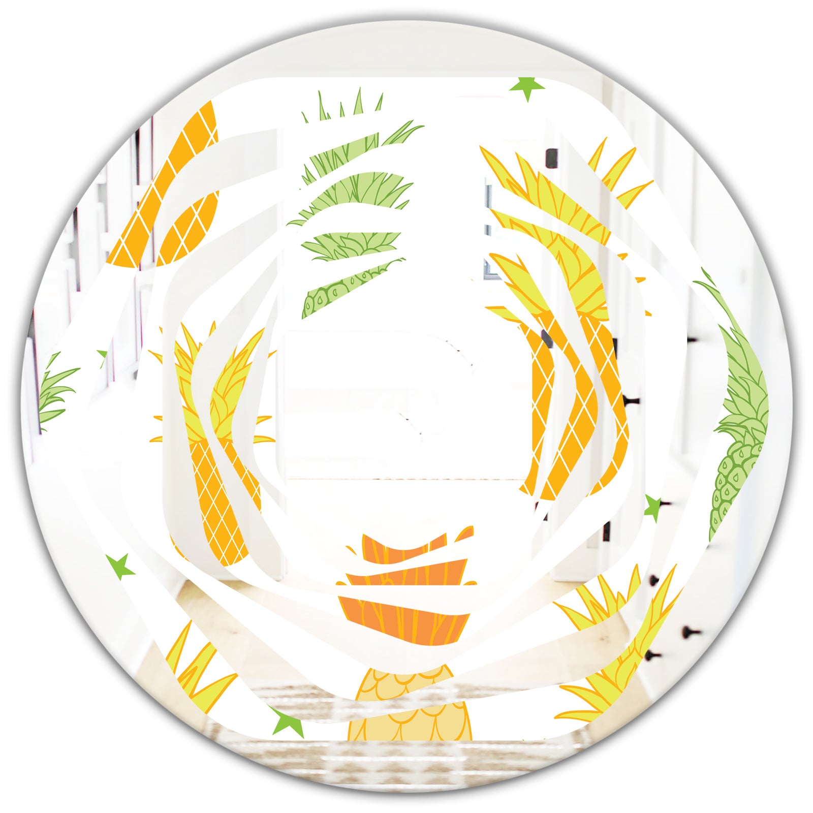 Pineapple Summer Bliss II - Modern Round or Oval Wall Mirror - Whirl