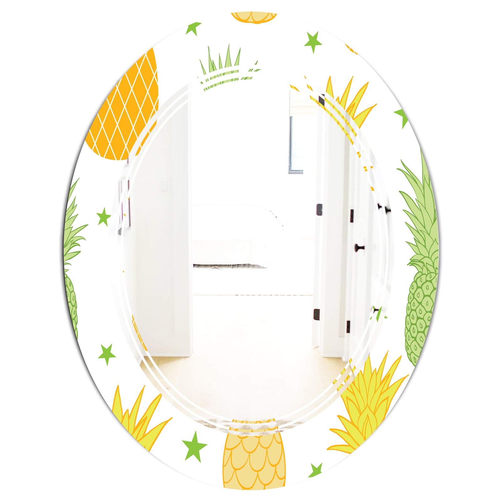 Pineapple Summer Bliss II - Modern Round or Oval Wall Mirror - Triple C