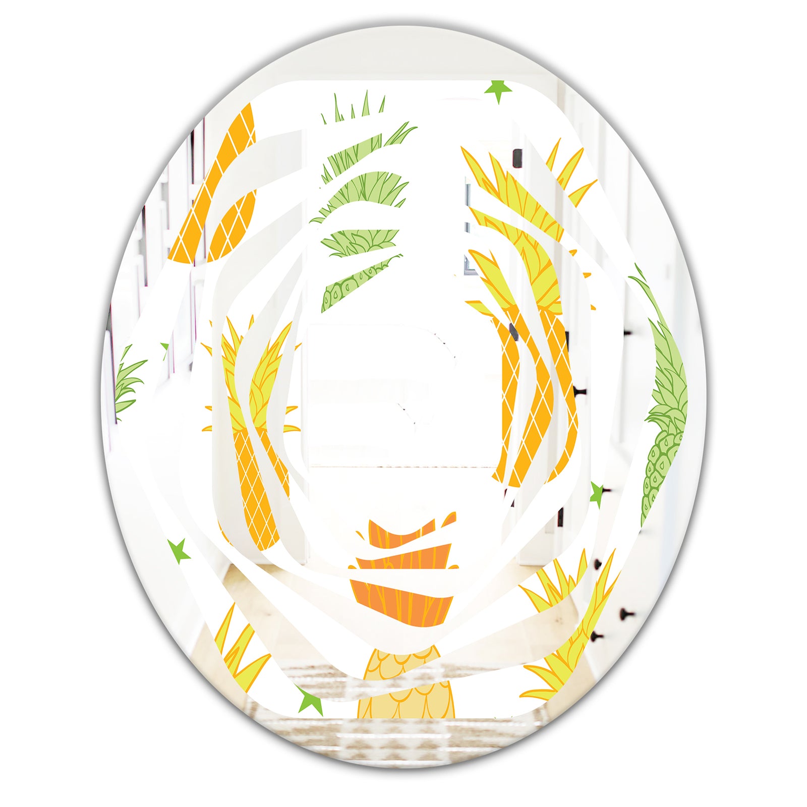 Pineapple Summer Bliss II - Modern Round or Oval Wall Mirror - Whirl