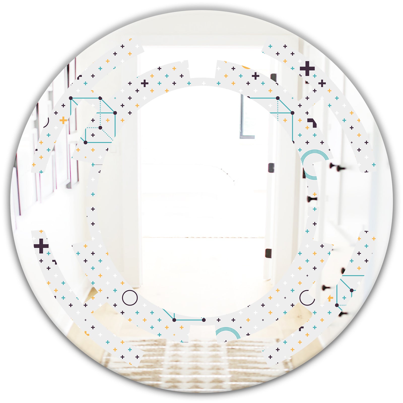 Minimalistic Geometric Elements - Modern Round or Oval Wall Mirror - Space